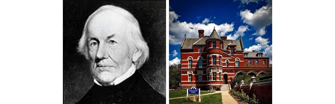 A sinistra Laurent Clerc, a destra la Gallaudet University.